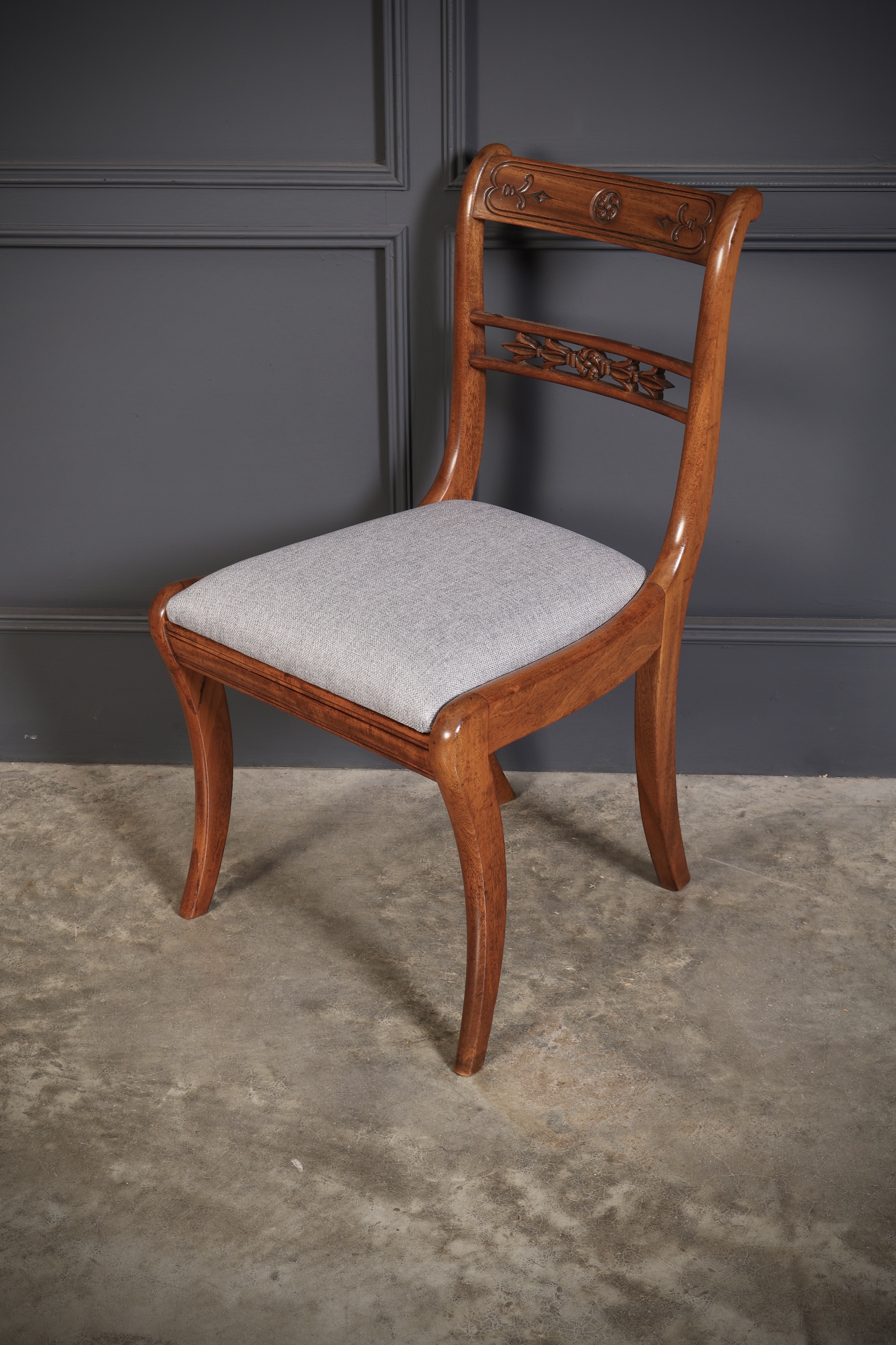 Set of 14 Regency Mahogany Bar Back Dining Chairs - Image 10